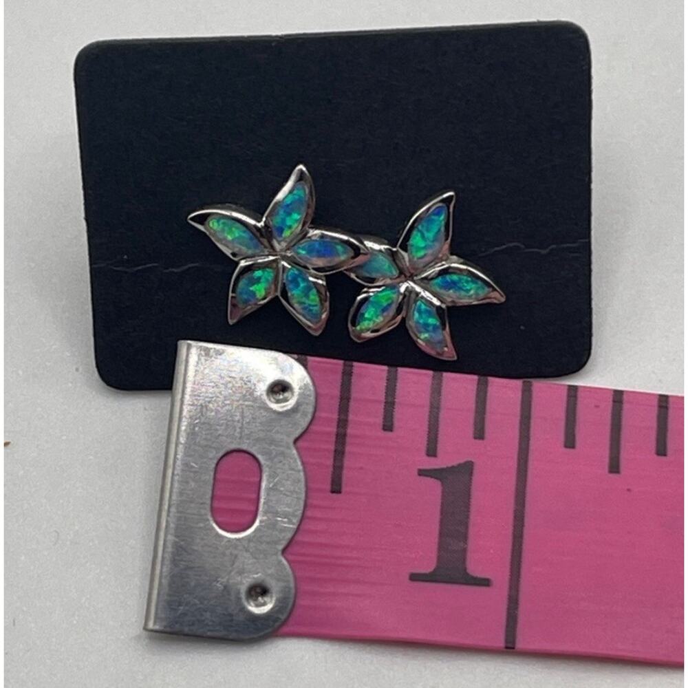 925 Sterling Silver Turquoise Starfish Post Earrings 1/2” - Picture 6 of 6